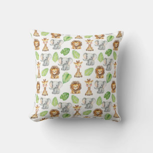 Safari Animal Watercolor Pattern Cushion