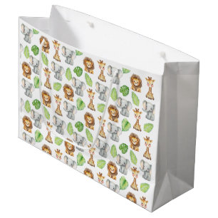 Safari Animal Watercolor Pattern  Large Gift Bag