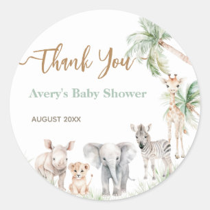 Safari Animal Wild One Baby Boy Shower Classic Round Sticker