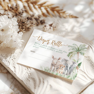Safari Animal Wild One Baby Boy Shower Enclosure Card