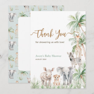 Safari Animal Wild One Baby Boy Shower Thank You Card