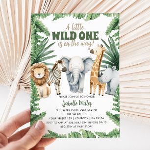 Safari Animal Wild One Gender Neutral Baby Shower  Invitation