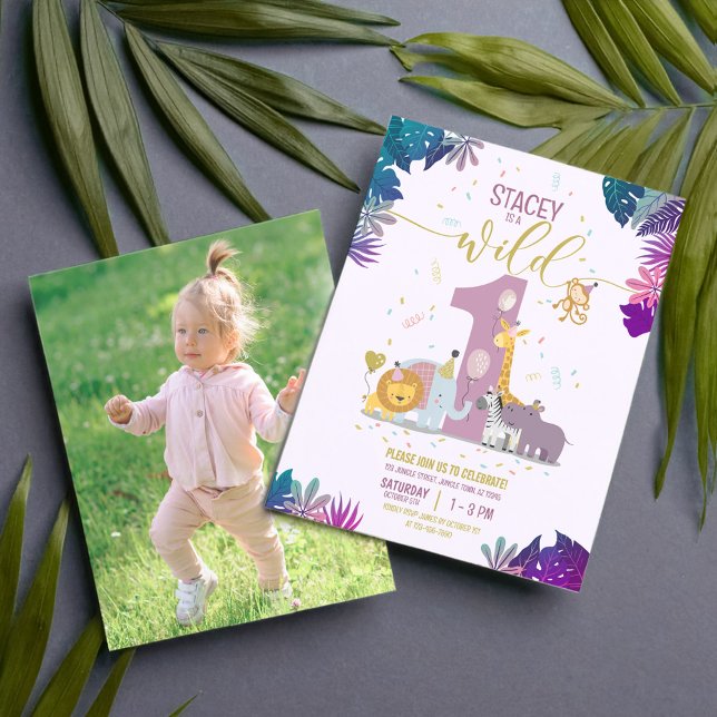 Safari Animal Wild One Girl Budget Photo Birthday  (Creator Uploaded)