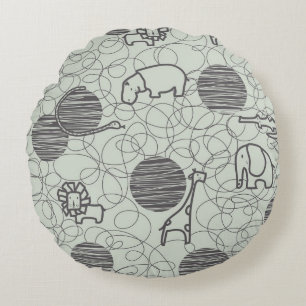 safari animals 1 round cushion