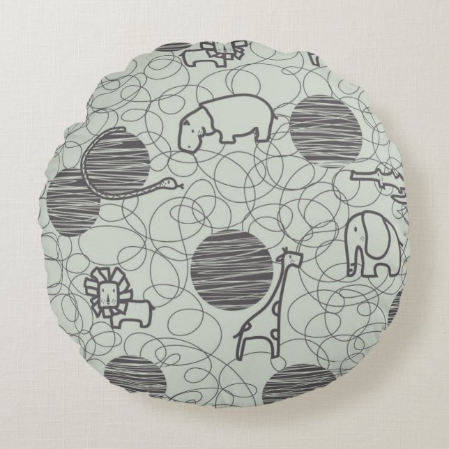 safari animals 1 round cushion (Front)