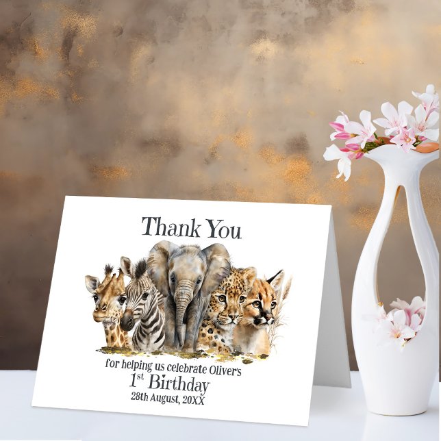 Safari Animals 1st Birthday Thank You  (Creator Uploaded)