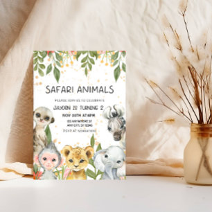 "Safari Animals 2nd Birthday Boy Invitation