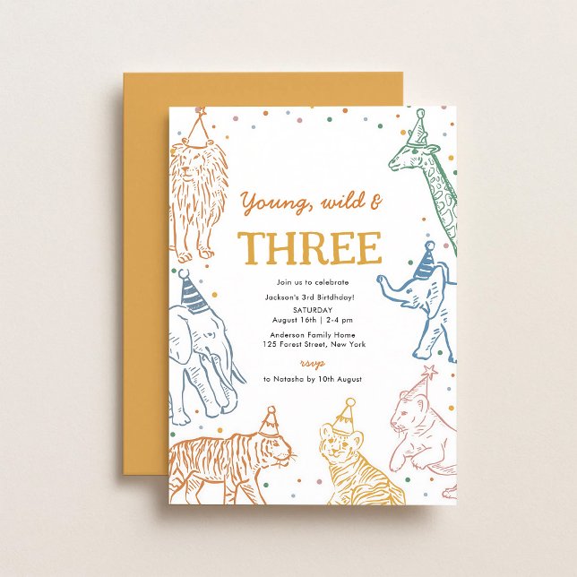 Safari Animals 3rd Birthday Party Invitation (Creator Uploaded)