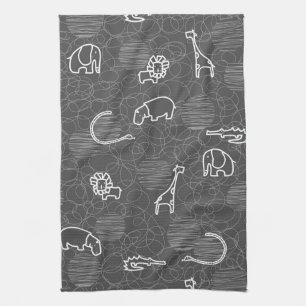 safari animals 5 tea towel