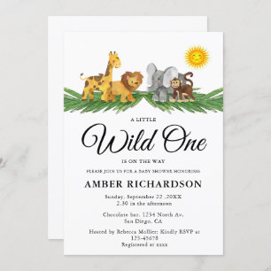 Safari Animals A little Wild One Baby Shower Invitation