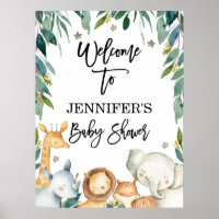Safari Animals And Greenery Welcome Baby Shower
