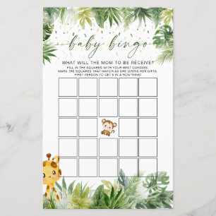 Safari Animals Baby Bingo Game