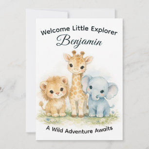 Safari Animals Baby Boy Adventure Shower        Invitation