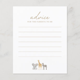 Safari Animals Baby Shower Advice Card