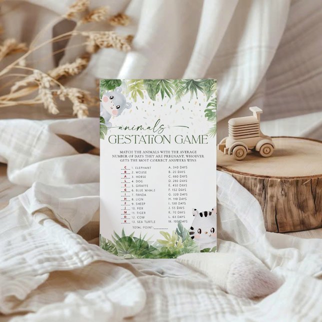 Safari Animals Baby Shower Animals Gestation Game (Creator Uploaded)