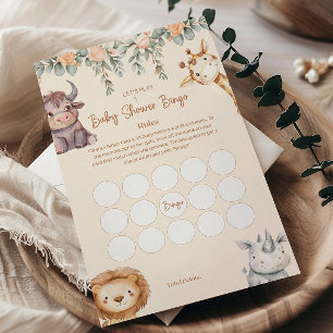 Safari Animals Baby Shower Bingo