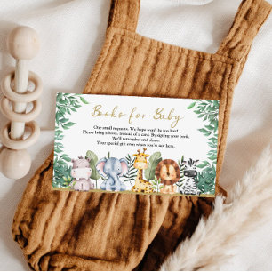 Safari Animals Baby Shower Book for Baby Enclosure Card