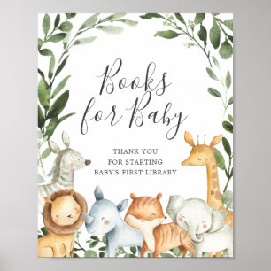 Safari Animals Baby Shower Books For Baby Sign