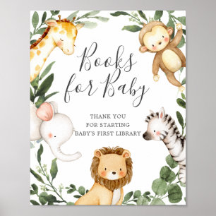 Safari Animals Baby Shower Books For Baby Sign
