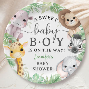 Safari Animals Baby Shower Boy Cute Jungle  Paper Plate