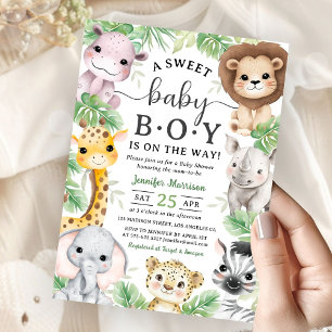 Safari Animals Baby Shower Boy Tropical Jungle  Invitation