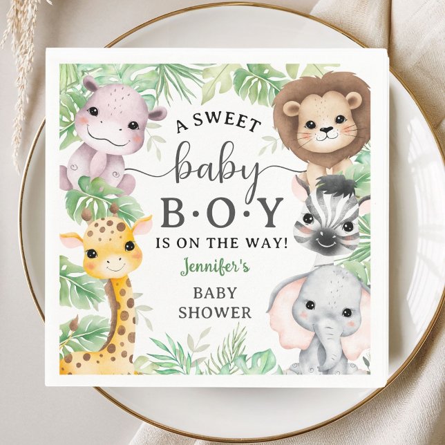 Safari Animals Baby Shower Boy Tropical Jungle Napkin (Creator Uploaded)