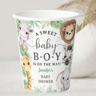 Safari Animals Baby Shower Boy Tropical Jungle Paper Cups