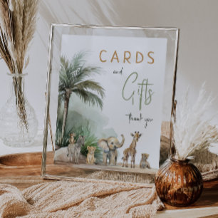 Safari Animals Baby Shower Cards and Gifts Sign