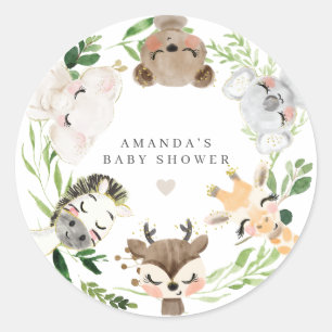 Safari Animals Baby Shower  Classic Round Sticker