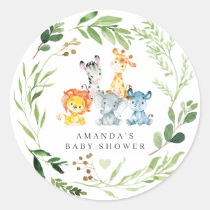 Safari Animals Baby Shower  Classic Round Sticker