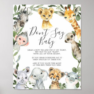 Safari Animals Baby Shower Don't Say Baby Sign