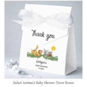 Safari Animals Baby Shower  Favour Box