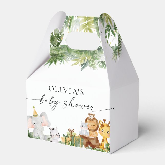 Safari Animals Baby Shower Favour Box (Front Side)