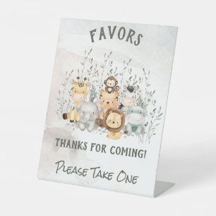 Safari Animals Baby Shower Favour Pedestal Sign