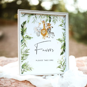 Safari animals baby shower favours poster