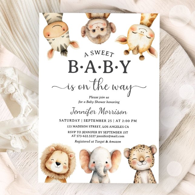 Safari Animals Baby Shower Gender Neutral Jungle Invitation (Creator Uploaded)