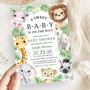 Safari Animals Baby Shower Gender Neutral Jungle Invitation