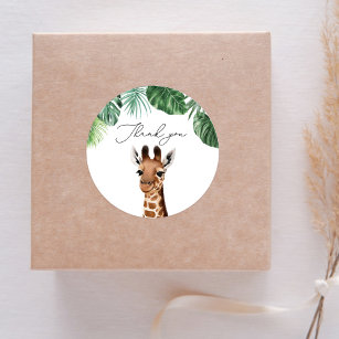 Safari Animals Baby Shower Giraffe Classic Round Sticker