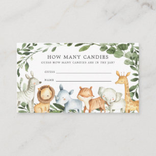 Safari Animals Baby Shower Guess How Many Candies  Enclosure Card