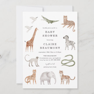 Safari Animals Baby Shower Invitation