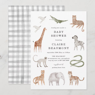 Safari Animals Baby Shower Invitation