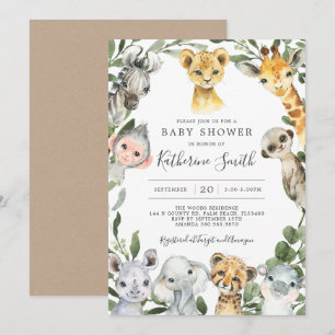 Safari Animals Baby Shower Invitation