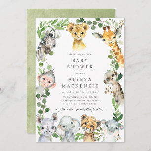 Safari Animals Baby Shower Invitation