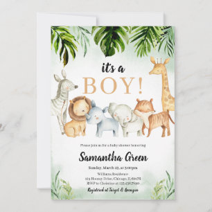 Safari Animals Baby Shower Invitation