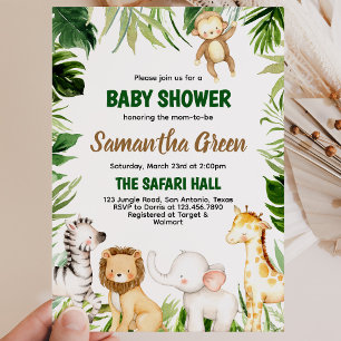 Safari Animals Baby Shower Invitation