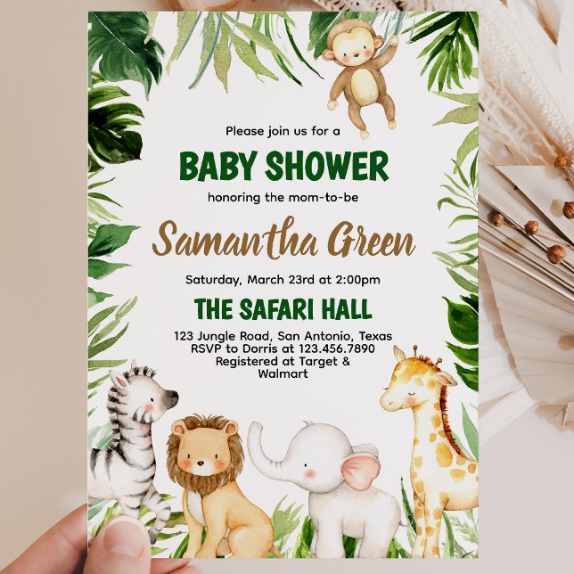 Safari Animals Baby Shower Invitation (Creator Uploaded)