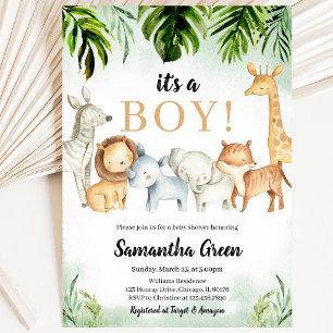Safari Animals Baby Shower Invitation