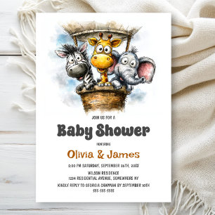 Safari Animals Baby Shower Invitation