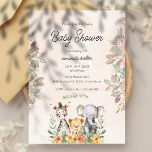 Safari Animals Baby Shower Invitation