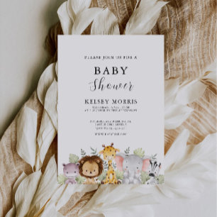 Safari Animals Baby Shower  Invitation